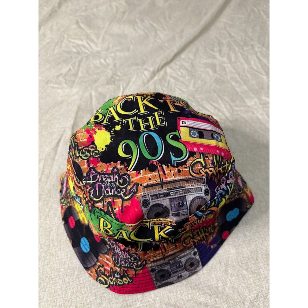 Back to 90's retro graffiti bucket hat one size